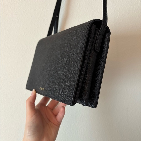 Auxiliary Aritzia Calisch Embossed Black Leather Accordion Crossbody Bag Purse - Picture 5 of 10